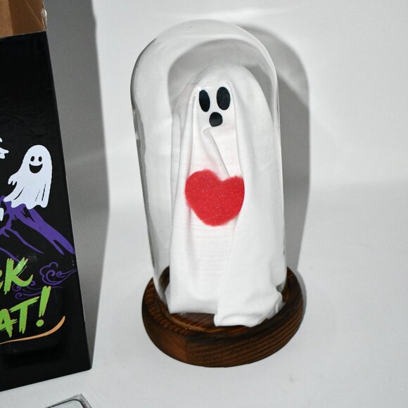 Halloween Glass Ghost Decoration with Remote-Control Lights – Handmade Light-Up - Picture 2 of 5